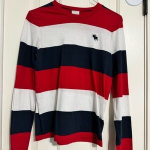GIRLS    ABERCROMBIE RED/WHITE/ NAVY L/S TOP - SZ:
